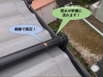 岸和田市の雨樋が軒樋に流れます