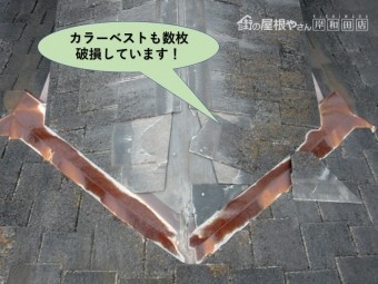 和泉市のカラーベストも数枚破損しています
