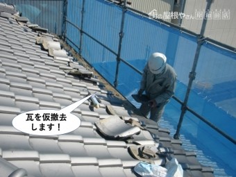 岸和田市の瓦を仮撤去します