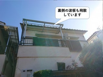 泉大津市の裏側の波板も飛散