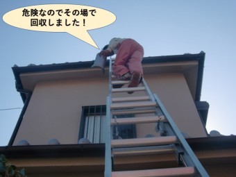岸和田市の瓦が危険なのでその場で回収しました