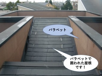 熊取町のパラペットの笠木板金と割れた化粧スレートの補修 街の屋根やさん岸和田店