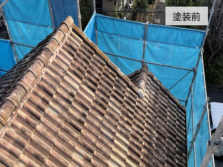 泉南市のモニエル瓦の塗装で大同塗料のハイルーフ（遮熱型）を使用 