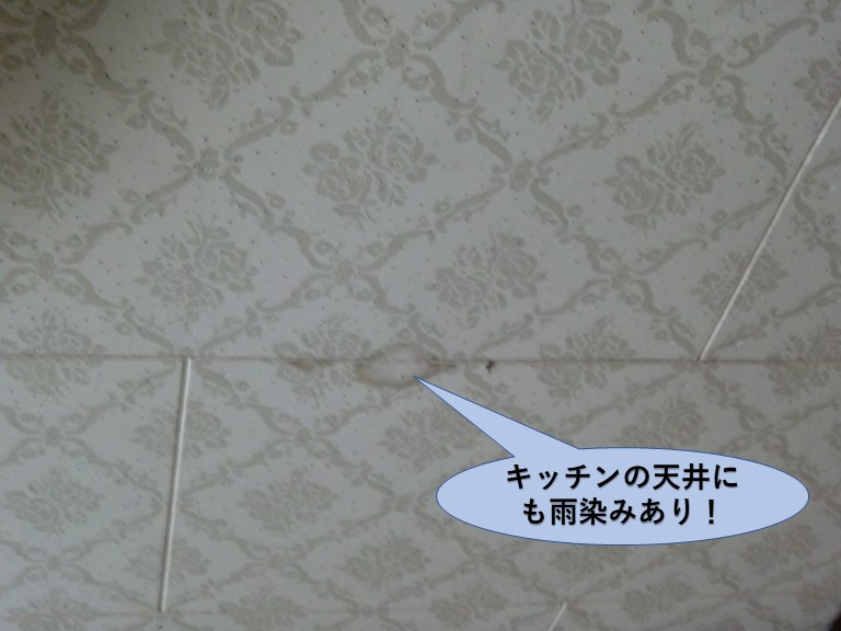 岸和田市のキッチンの天井にも雨漏りの跡