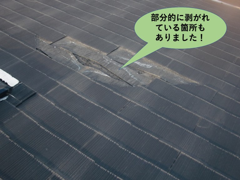 貝塚市の屋根の部分的に剥がれている箇所もありました