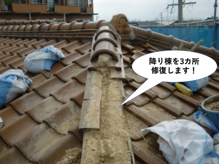 熊取町の降り棟を3カ所修復します