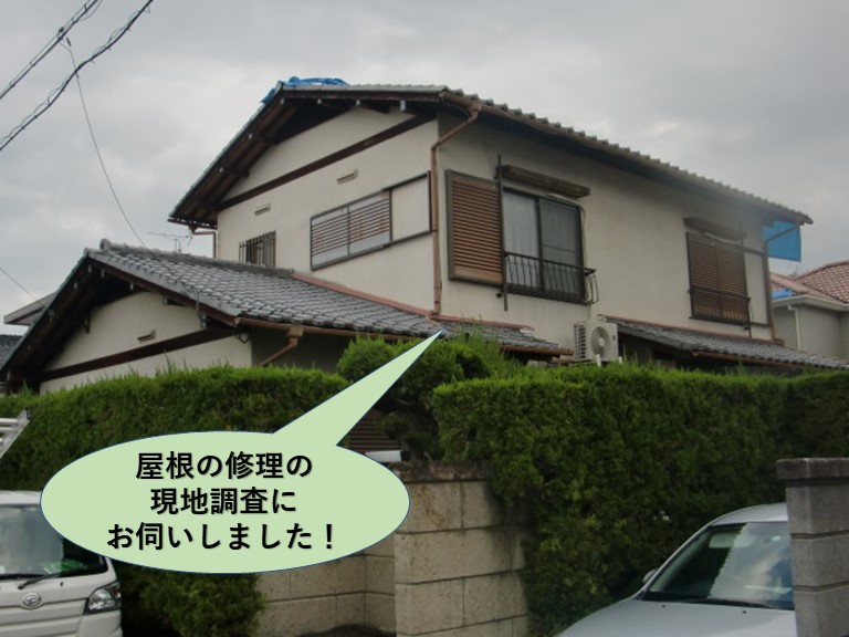 岸和田市の屋根の修理の現地調査