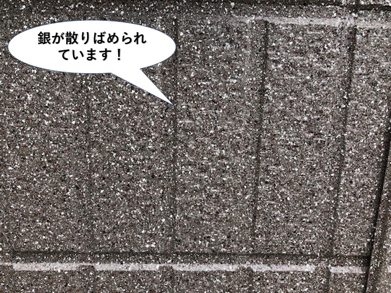 泉大津市の外壁に銀がちりばめられています