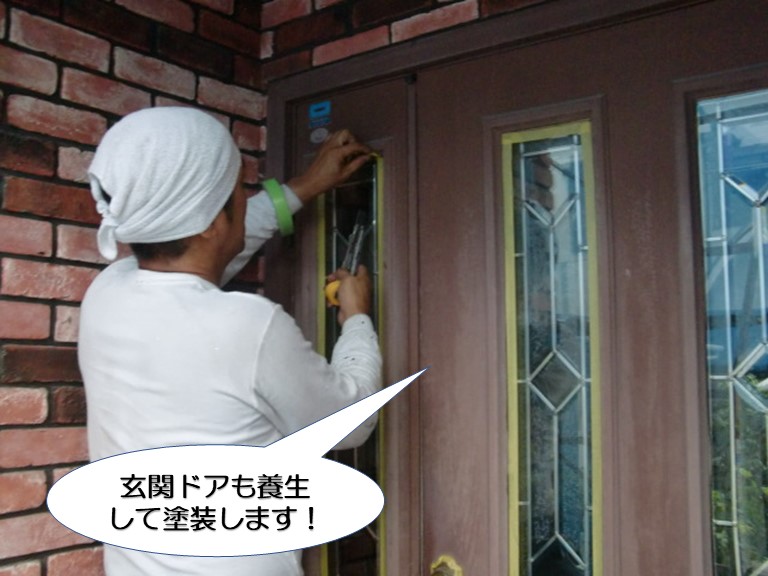 和泉市の玄関ドアも塗装