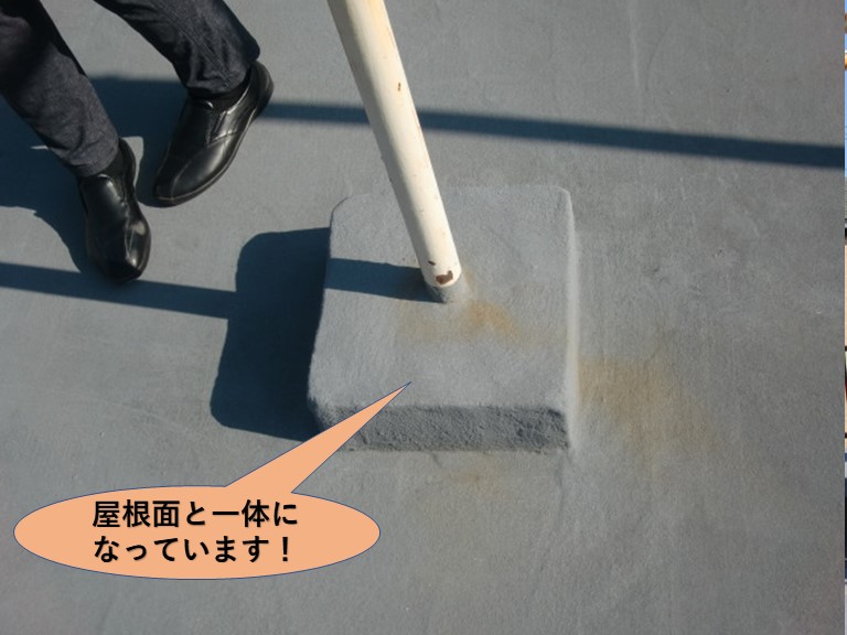 岸和田市の物干し台が屋根面と一体になっています！