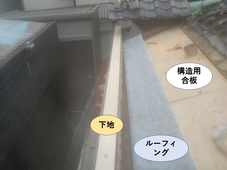 岸和田市の屋根に下地を取付け