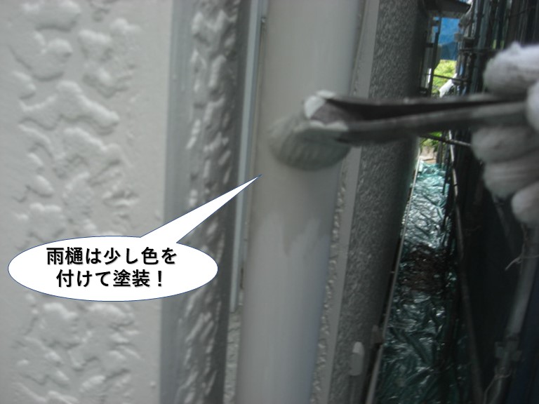 熊取町の雨樋は少し色を付けて塗装