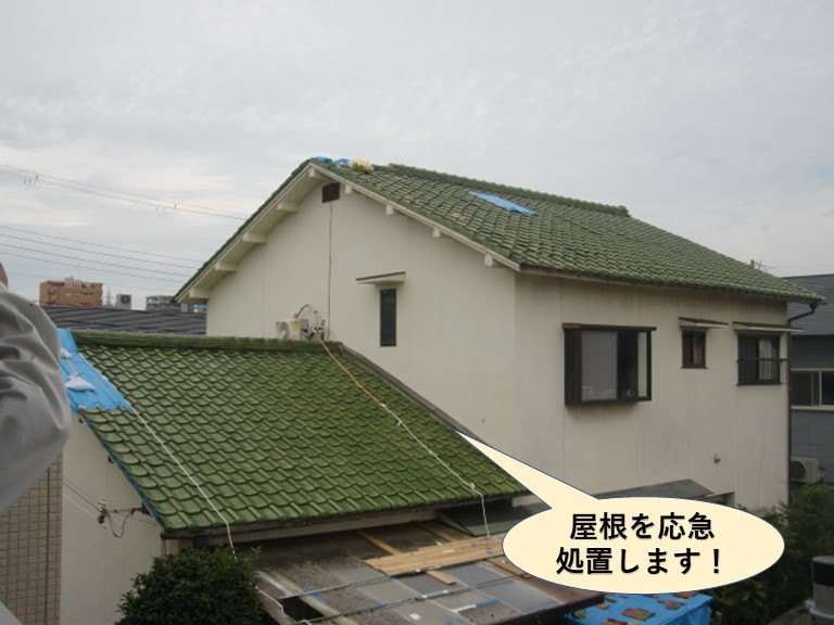 岸和田市の屋根を応急処置します