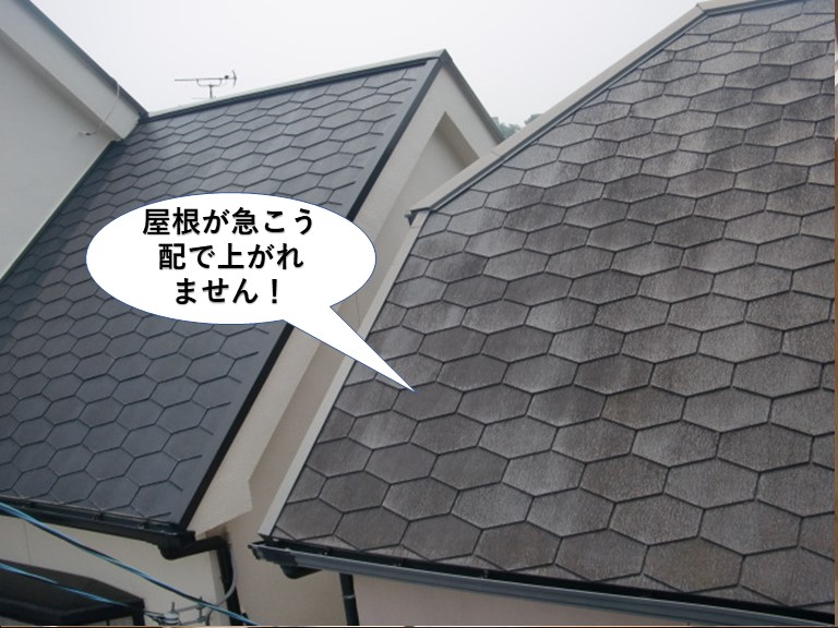 和泉市の屋根が急こう配で上がれません