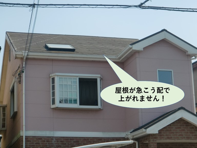 泉大津市の屋根が急こう配で上がれません