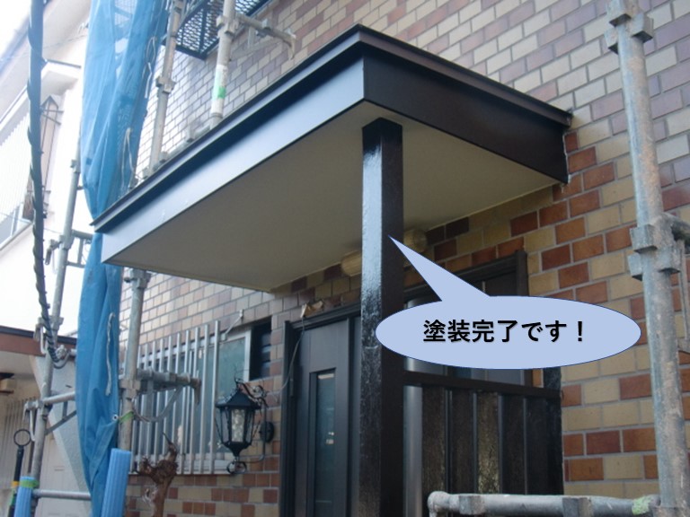 岸和田市の玄関屋根塗装完了です！