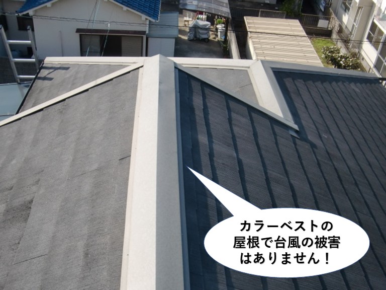 忠岡町の屋根庁瀬でカラーベストの屋根で台風被害はありません