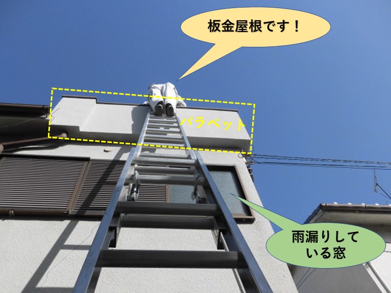 岸和田市の増築部の屋根のパラペット