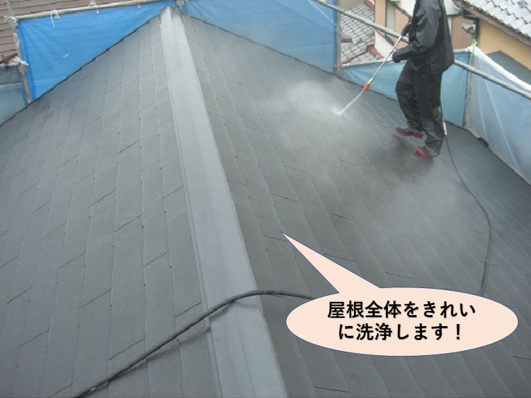 貝塚市の屋根全体を洗浄