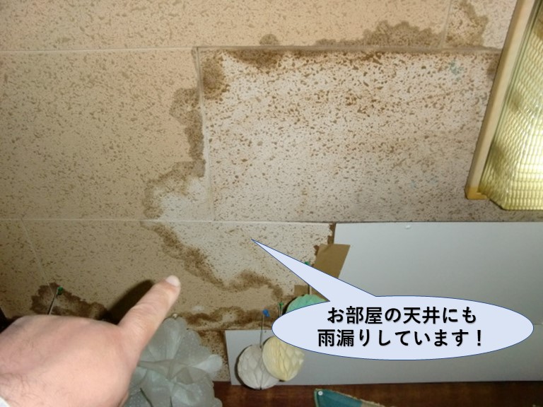 岸和田市のお部屋の天井にも雨漏りしています！