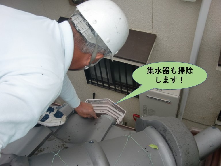 岸和田市の集水器を掃除します