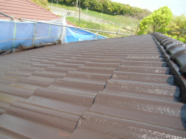 岸和田市天神山町の屋根塗装完了