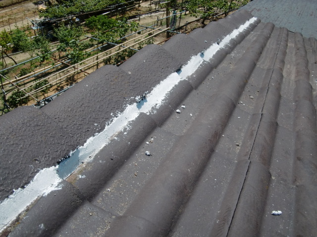 岸和田市の屋根の漆喰詰め直し
