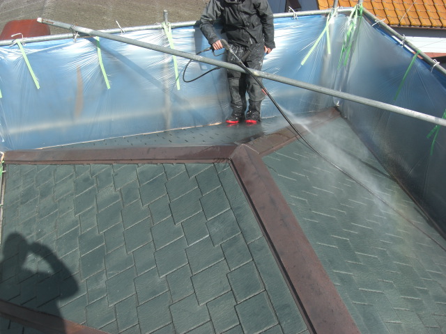 阪南市の屋根の高圧洗浄