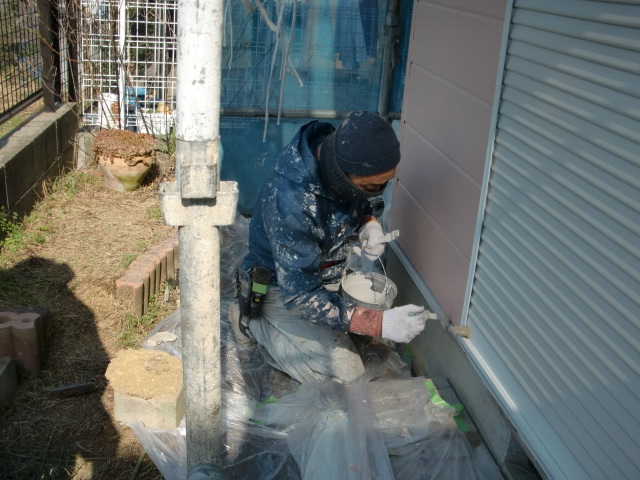 岸和田市下松町の土台水切り塗装