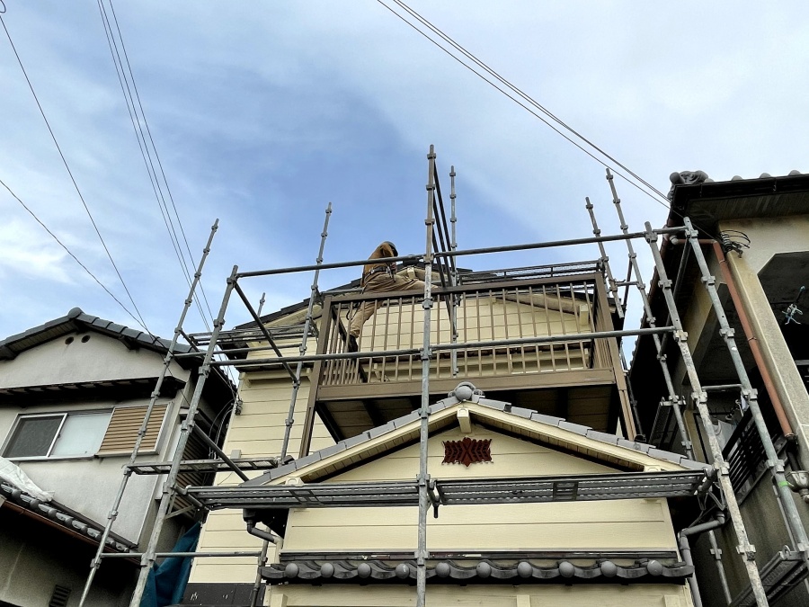 和泉市の屋根修理の足場解体