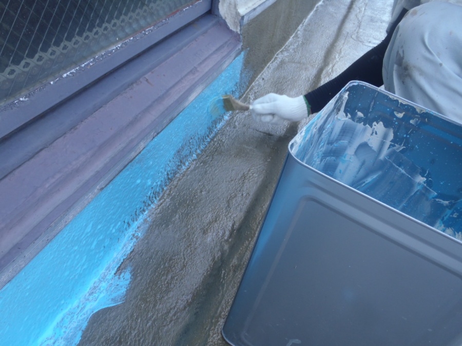 岸和田市の屋上の立ち上がり部分にウレタン樹脂塗布