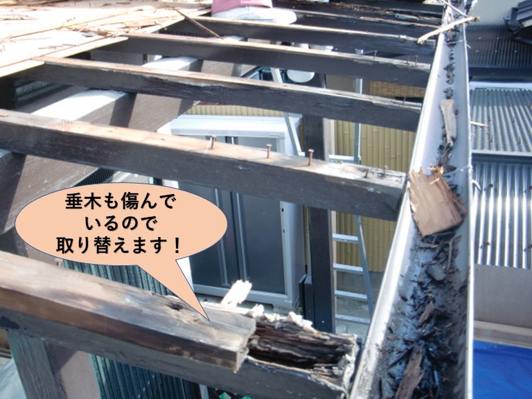泉大津市の屋根の垂木も傷んでいるので取り替えます！