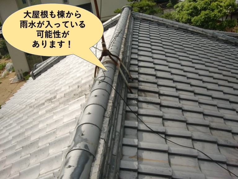 岸和田市の大屋根も棟から雨水が入っている可能性があります！