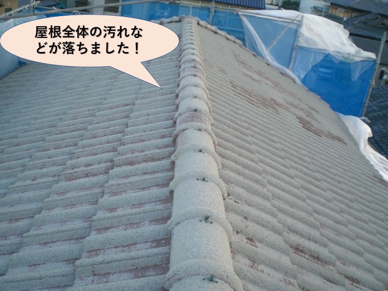 岸和田市のセメント瓦の屋根洗浄完了