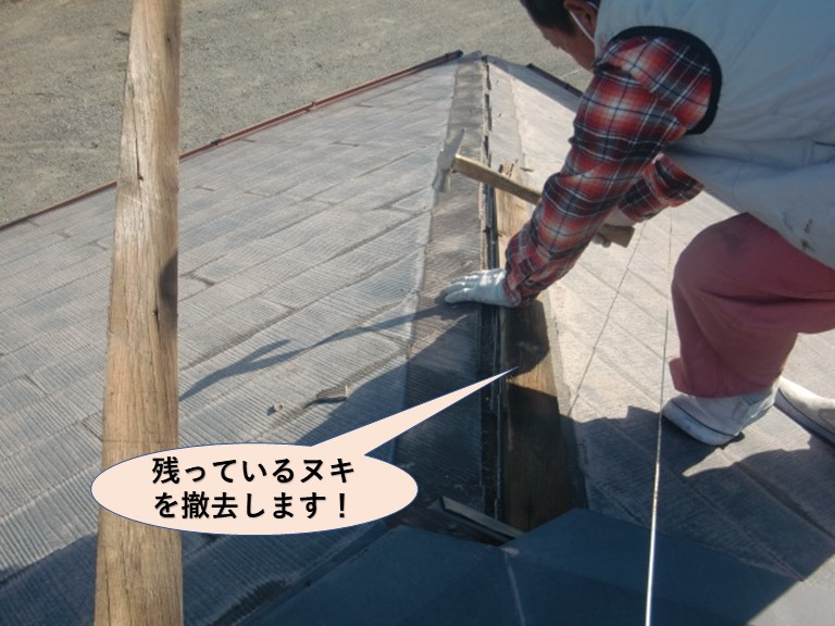 泉大津市の屋根の残っているヌキを撤去