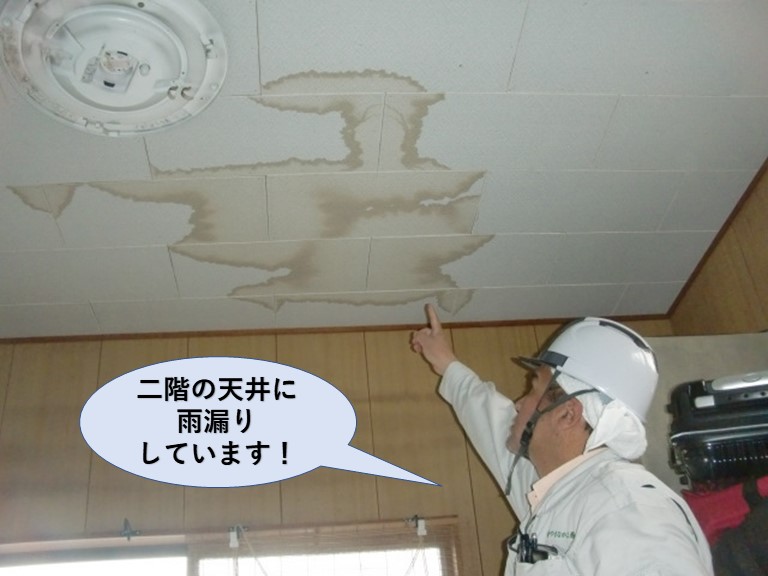 岸和田市の二階の天井に雨漏り発生