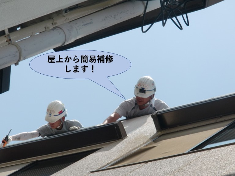 堺市のマンションの屋上から簡易補修します