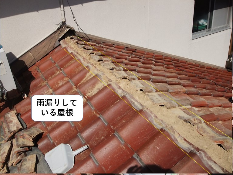 岸和田市の雨漏りしている屋根