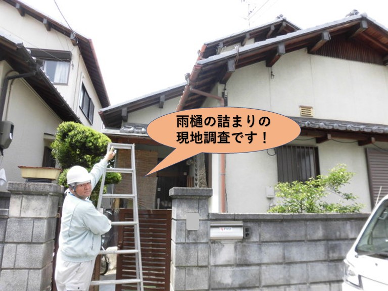 岸和田市の雨樋の詰まりの現地調査にお伺いしました