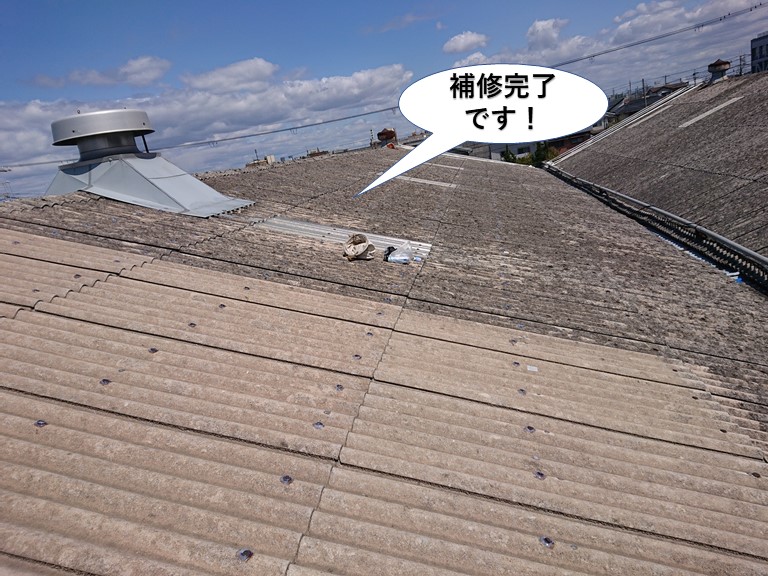 和泉市の倉庫の屋根の補修完了です