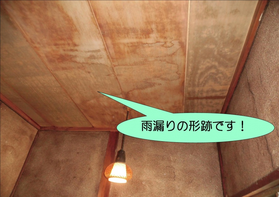 岸和田市土生町で二階の廊下の天井に雨漏りの形跡