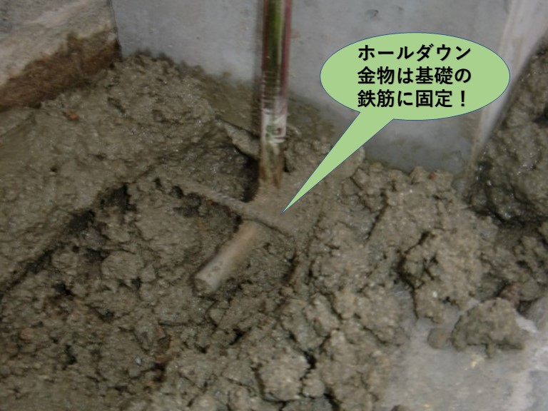 阪南市のホールダウン金物は基礎の鉄筋に固定