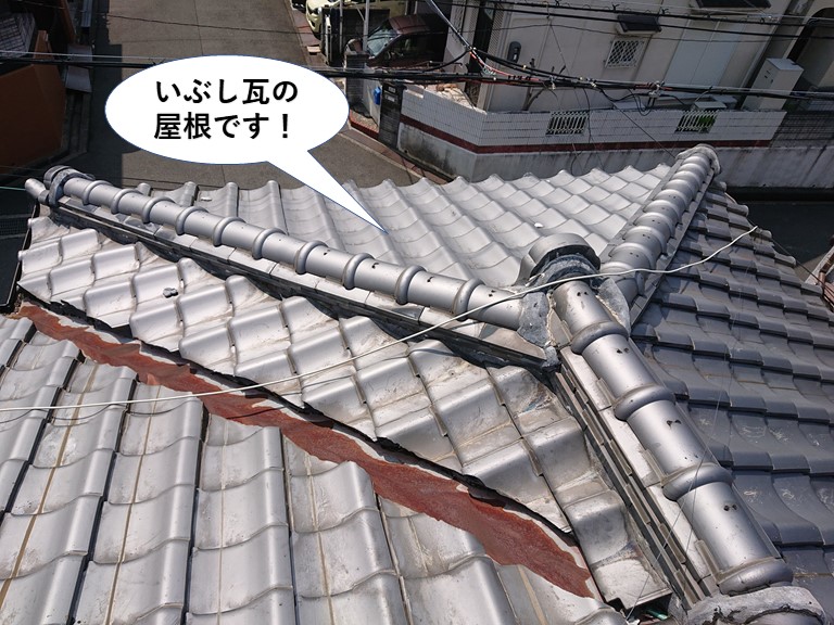 泉佐野市のいぶし瓦の屋根です！