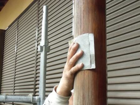 岸和田市春木本町の外壁塗装の足場解体と部分塗装