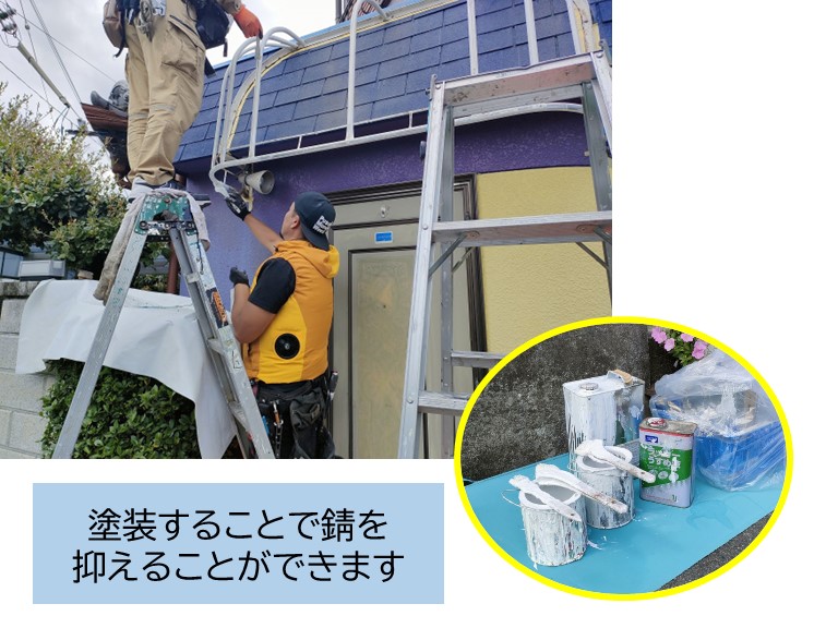 和泉市のテントの本体を塗装