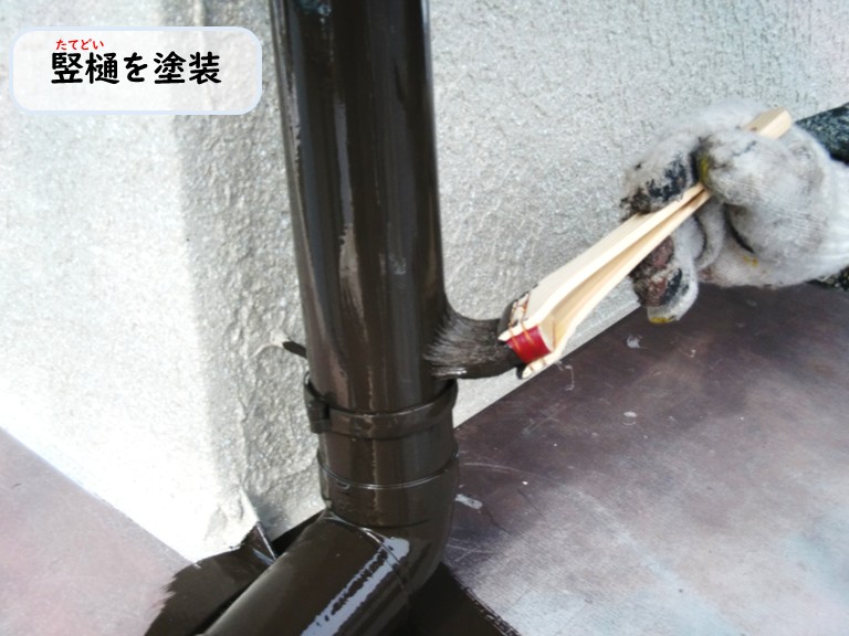 和泉市竪樋を塗装