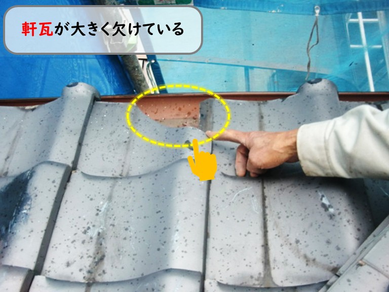 和泉市軒瓦割れ