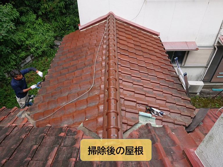 岸和田市の掃除後の屋根