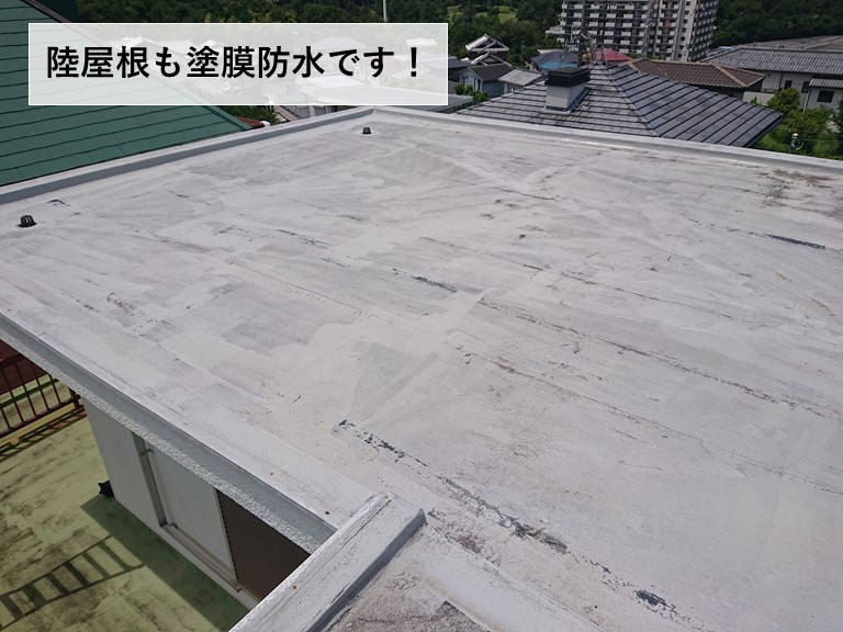 岸和田市の陸屋根も塗膜防水です