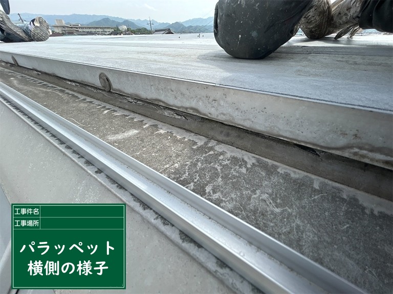 忠岡町でパラペットの横側の様子